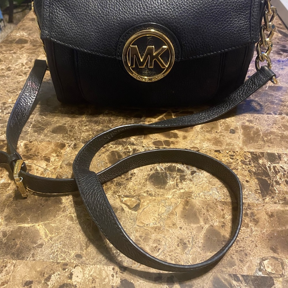 Michael Kors Black Crossbody Bag with Gold Accents